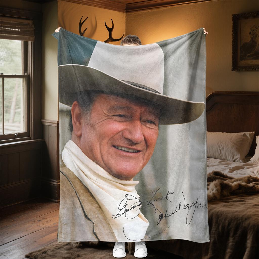 John Wayne Western Cowboy Blanket Soft Comfortable All Seasons Perfect Sofa Office Nap Travel Festive Gift