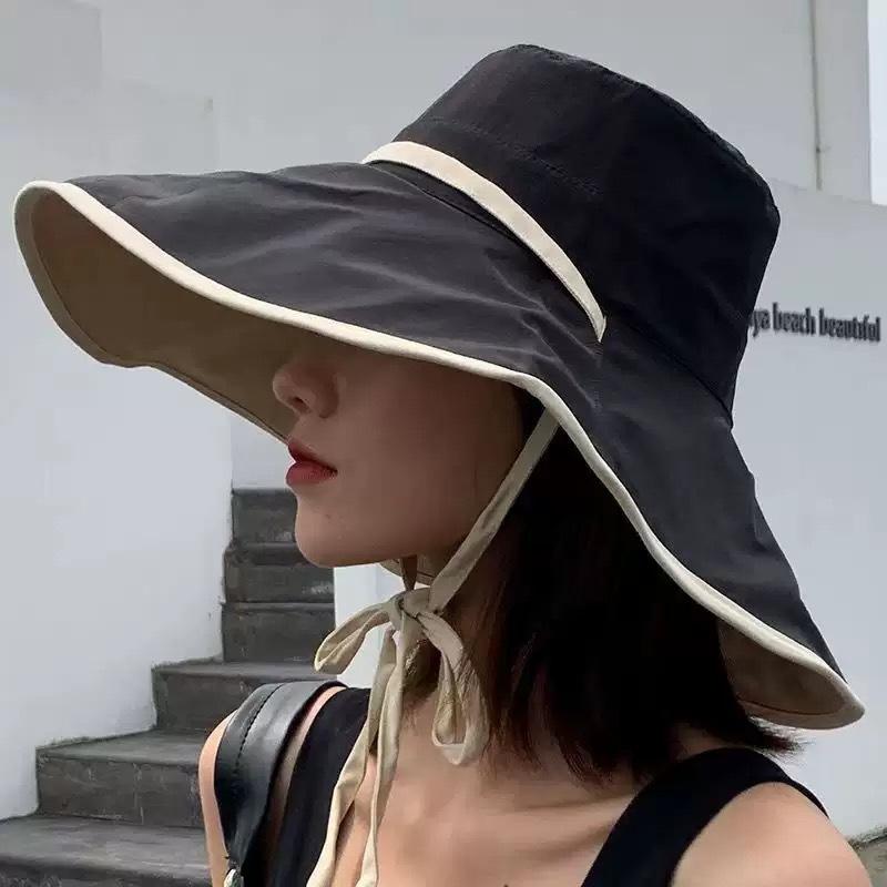 1pc Polka Dot Ribbonbucket Hat for Women,Large Wide Brim Summer Sun Hat Breathable Sunscreen Visor Cap for Beach Sun Tralve