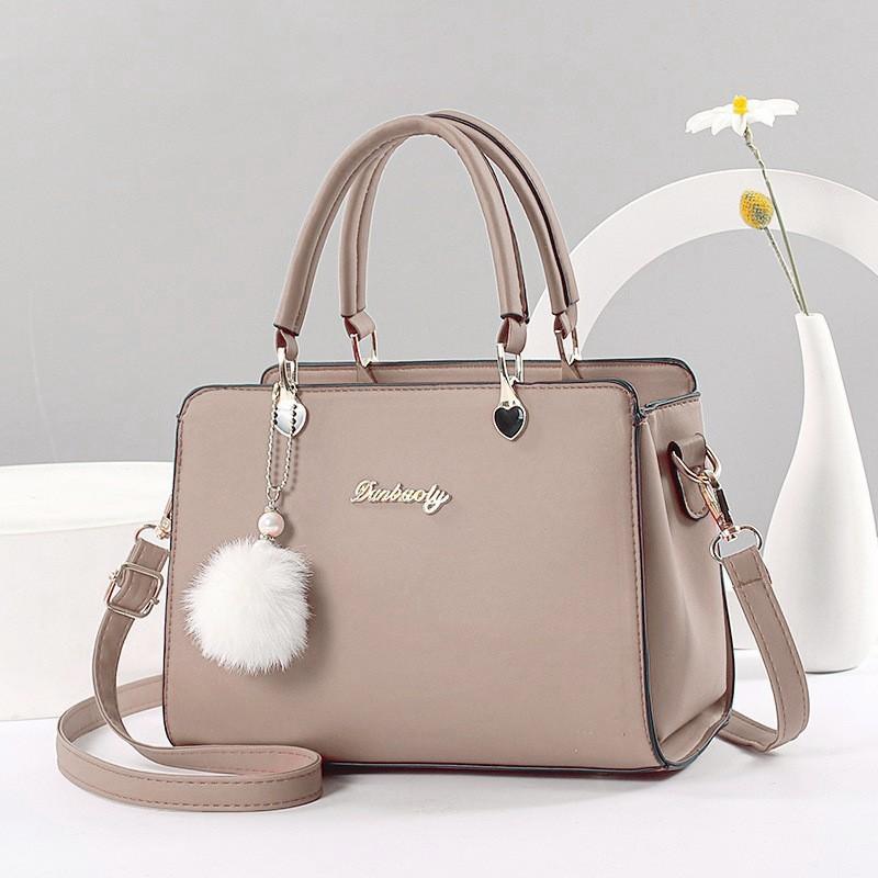 Double-Use Large Capacity Ladies Handbag Shoulder Crossbody Commuter Fashionable Canvas Material Artificial Leather Lining Zippe