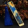 High-end Metal Bookmark Bookmarks with Tassel Hollow Out Oil Painting Theme Book