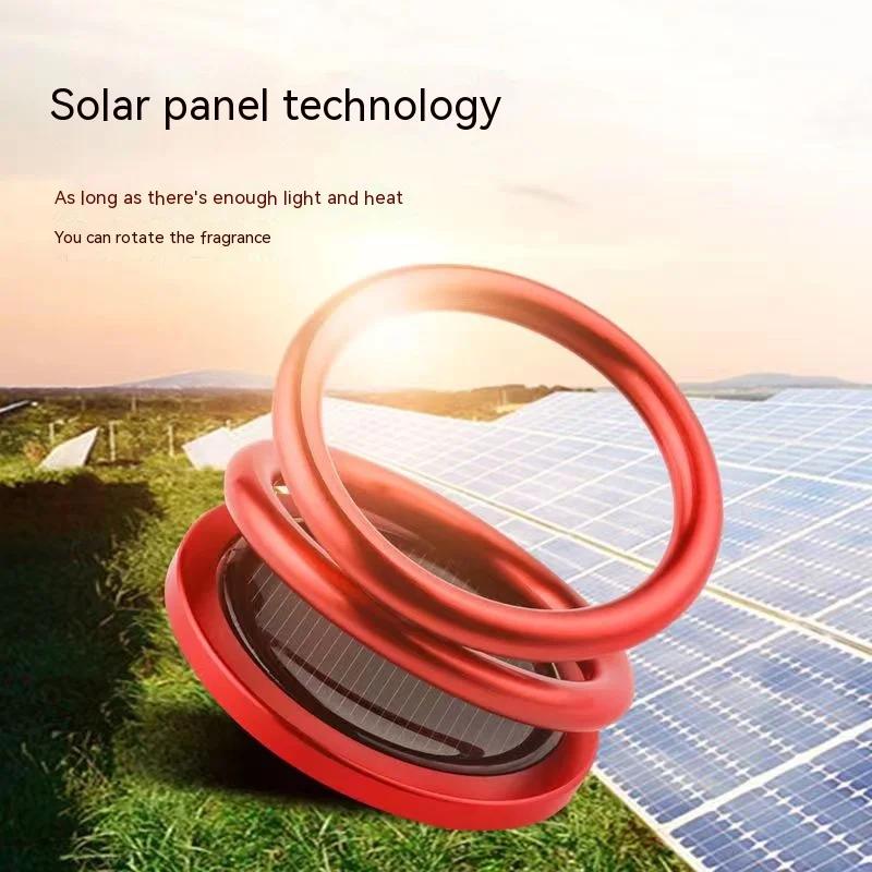 Solar Car Air Freshener Car Perfume Suspension Rotating Car Solid Perfume Aromatherapy ABS Double Ring Car Decoration