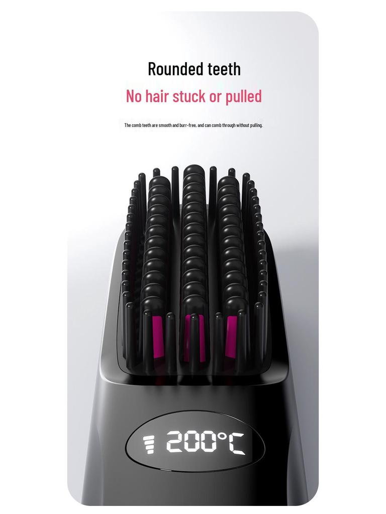 Rechargeable Ceramic Hair-Safe Wireless Straightening & Curling Brush