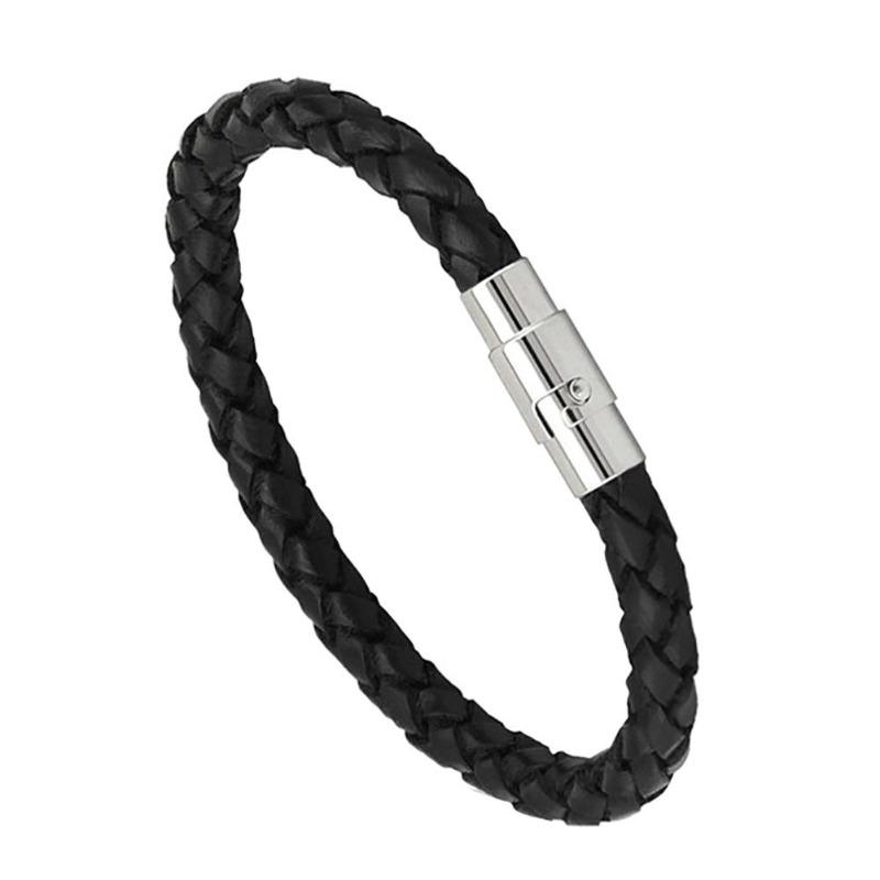 Кожаный плетеный браслет с пряжкой из веревки, женский модный браслет, подарочный ювелирный браслет чёрный
