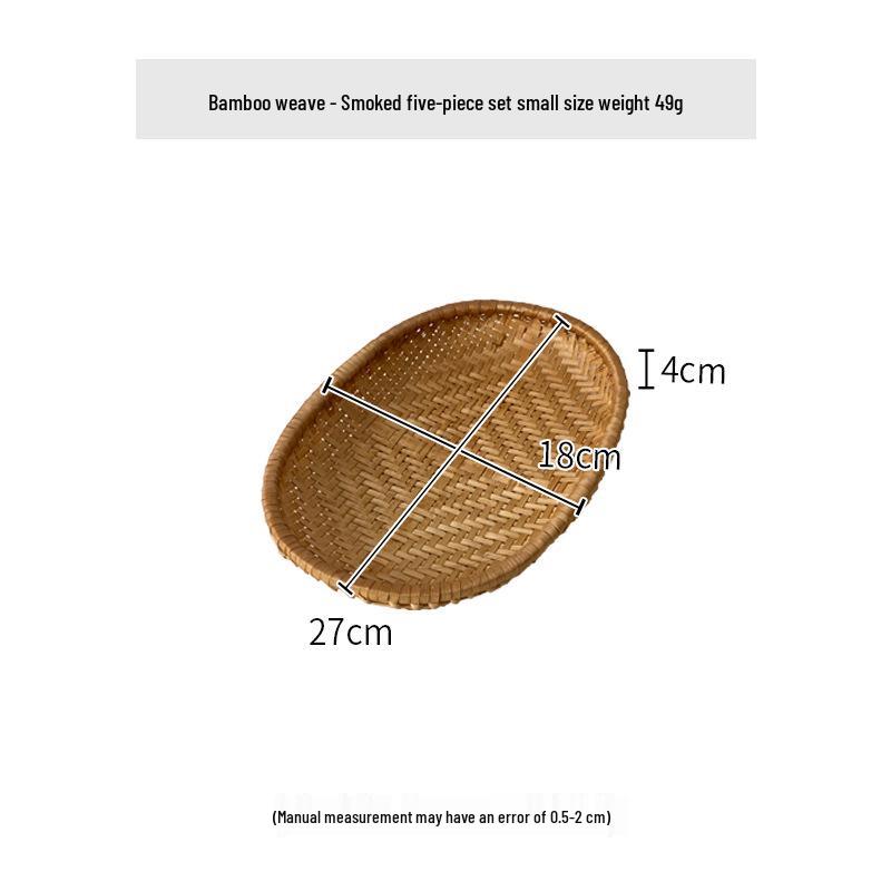 Smoked Bamboo Oval and Round Basket Set: Storage, Sieving, Winnowing, and Fruit or Bun Presentation