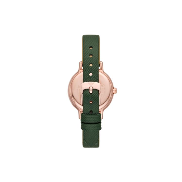 Emporio Armani Three Hand Green Leather Watch AR11577-CLG