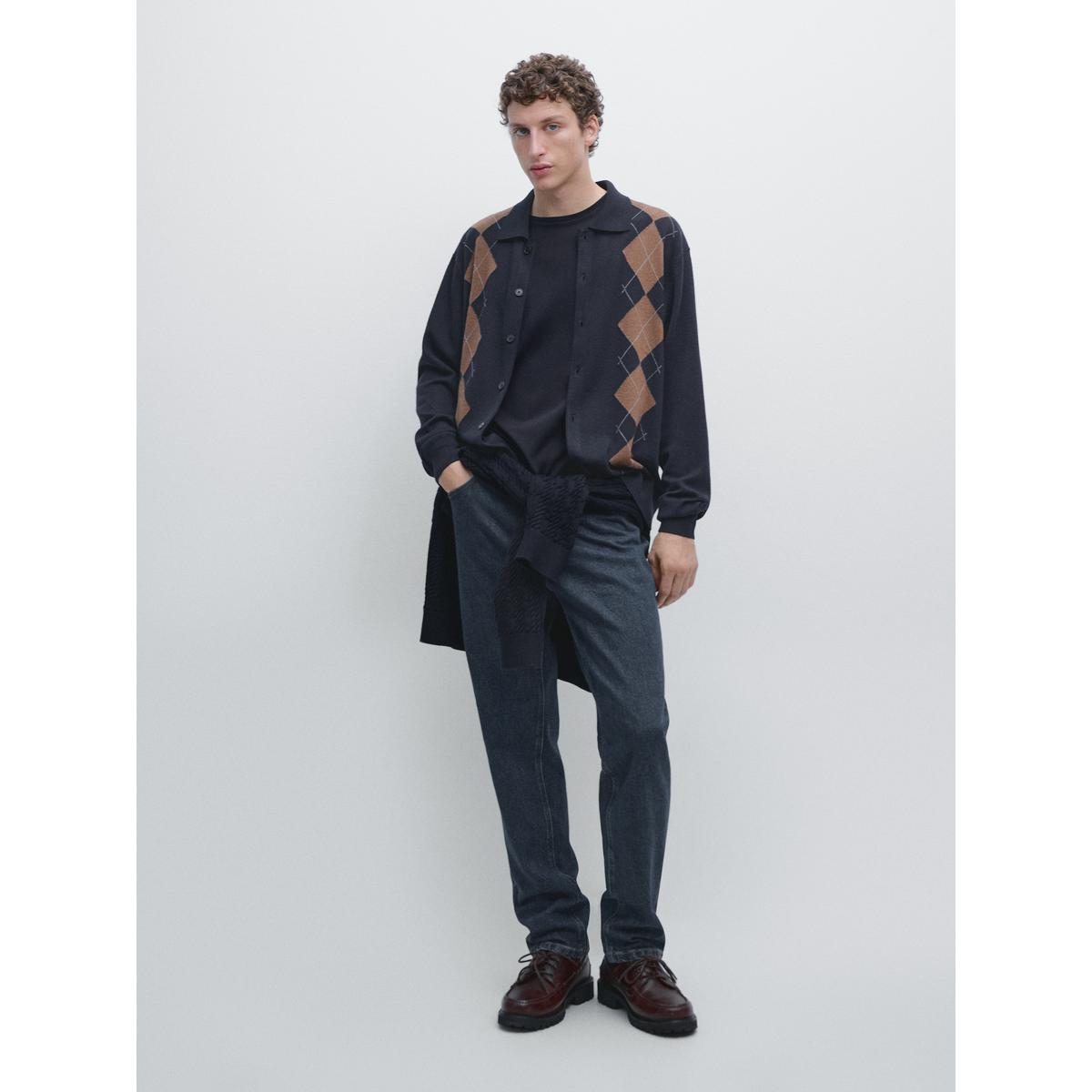 Massimo Dutti Wool Blend Diamond Knit