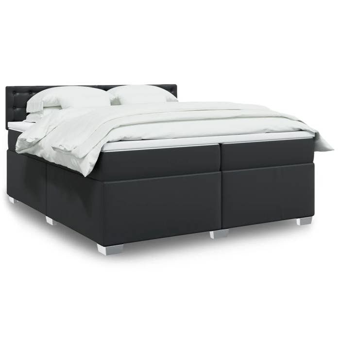 VidaXL Bed Slat Base with Mattress Black 200x200 Cm Faux Leather, Bed, Platform Bed, Panel Bed, Furniture of 3288436