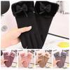Bow Thickened Suede Gloves Soft Windproof Finger Mittens All-Match Women Anti-cold Gloves  Outdoor