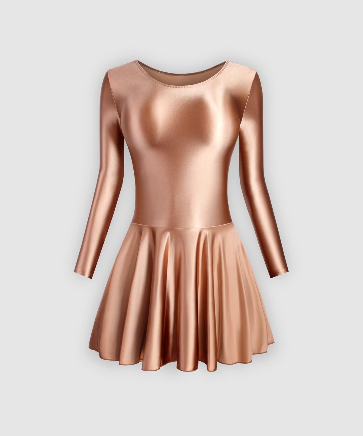 Xclocknyoung Satin Glossy Dress Long Sleeve