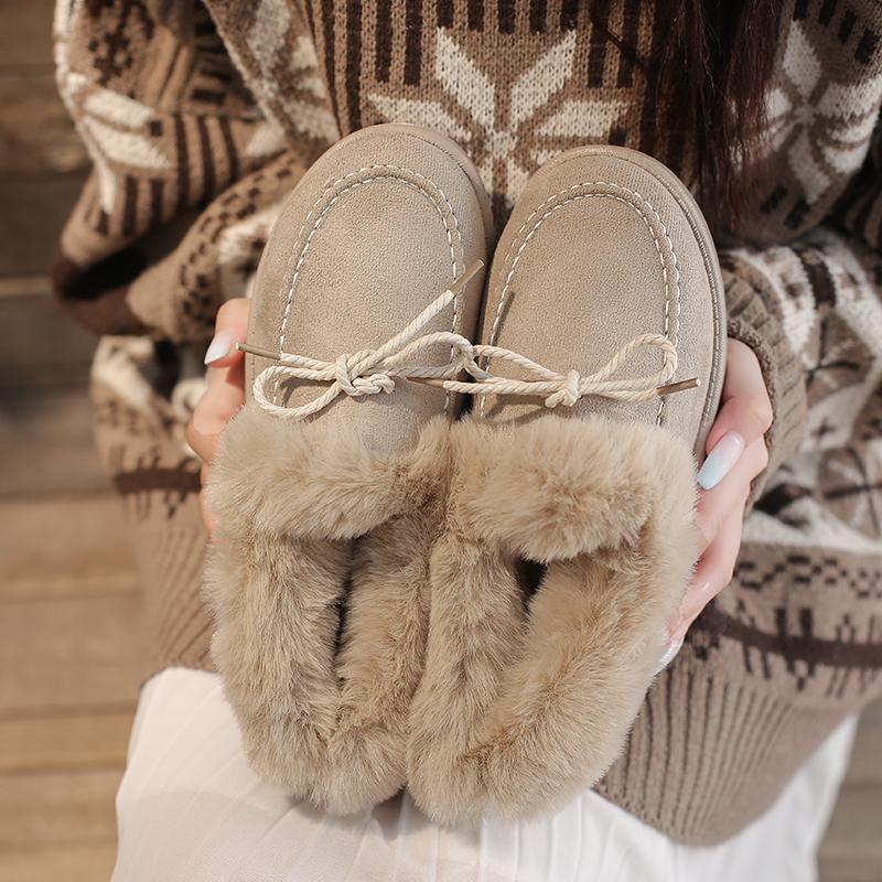 Fashion 2024 Winter Women Cotton Shoes Comfortable Plush Warm Snow Boots Ladies Casual Flat Short Boots Solid Color Furry Females Shoes