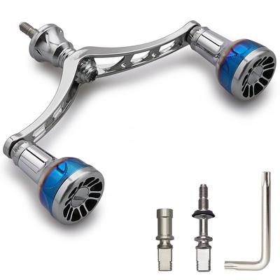 HEIGHTEN Reel Handle with Compatible with Shimano and Daiwa Spinning Arch Engine Series Finish 98/110mm 24.5mm Knob, Reels, (Burnt - Gunmetal, 98mm)