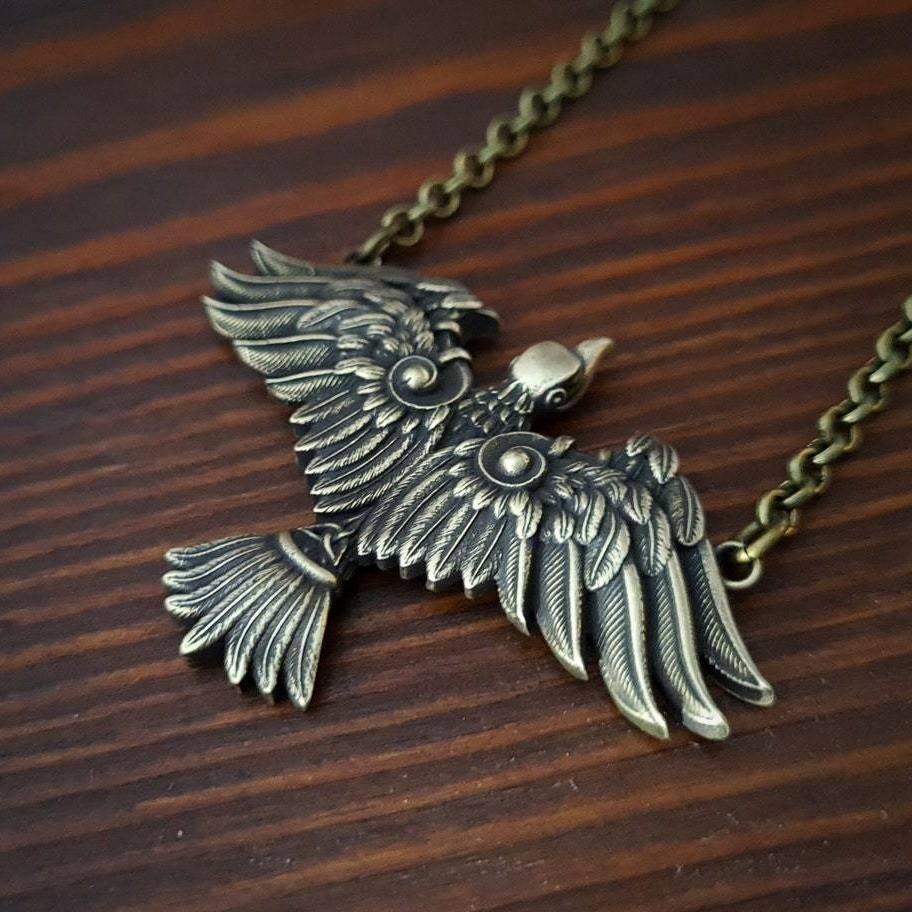 Collana con Ciondolo Corona di Corvo Celtico Vichingo per Donna