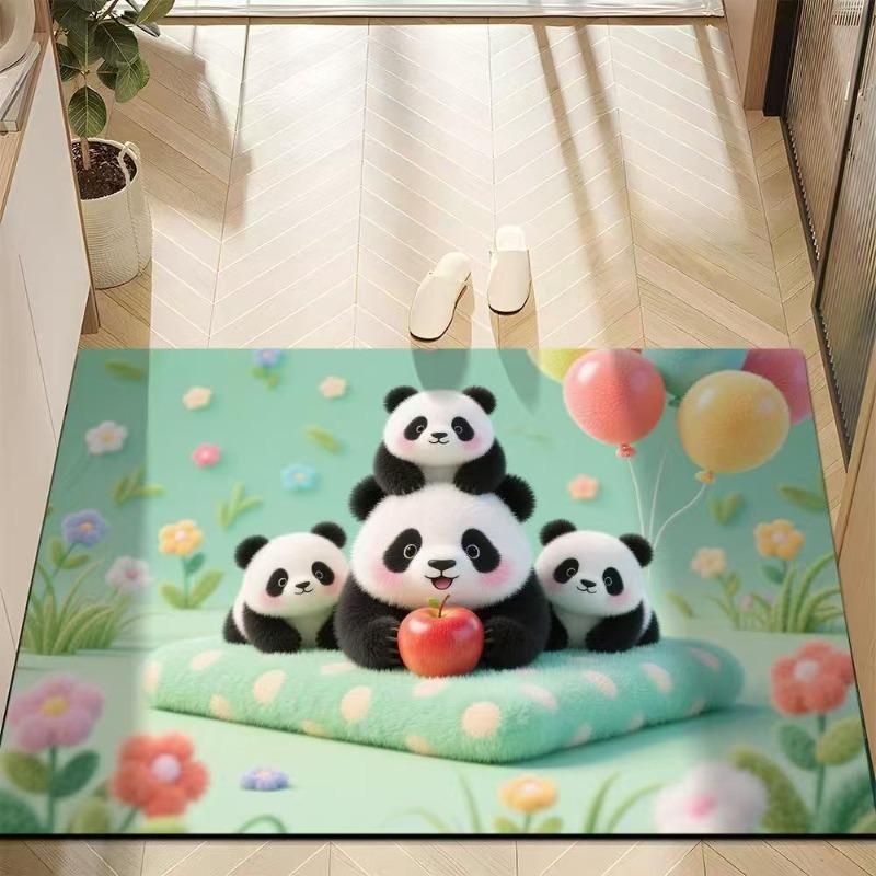 Cute Panda Diatomite Bath Mat - Super Absorbent Fast Dry Door Mat Anti-Slip Waterproof Floor Mat for Bathroom Kitchen Laundry Room