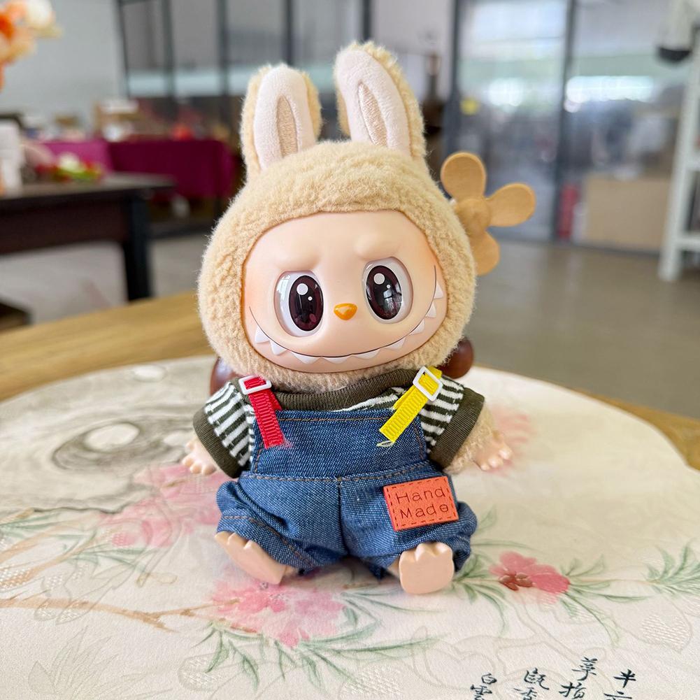 For 17cm Labubu Doll Clothes Fashion Clothes Denim Overalls Clothes Color Match Shirts Dolls Accessories Cute Decoration Little Cloths