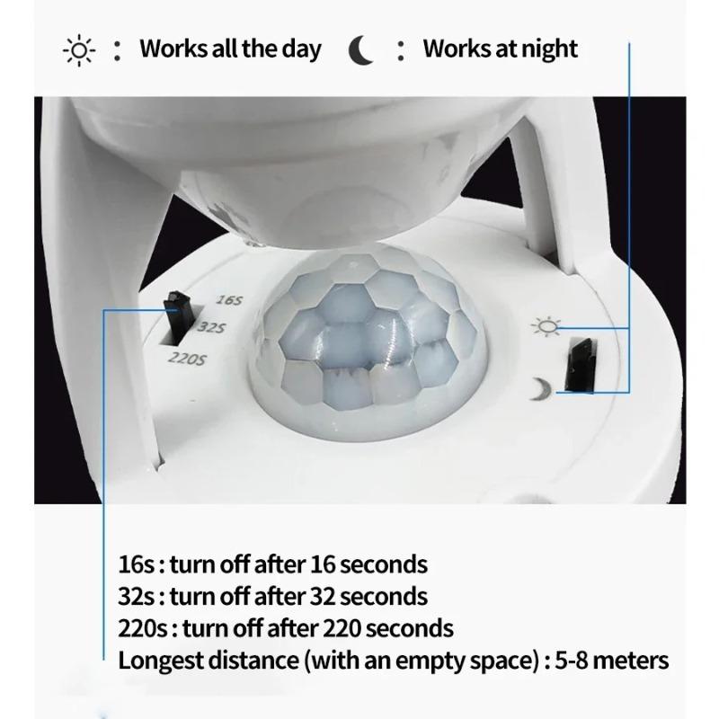LED Human Body Induction Energy-saving E27 Lamp Holder Intelligent Switch Light Timing Infrared Induction Lamp Base 85-265V