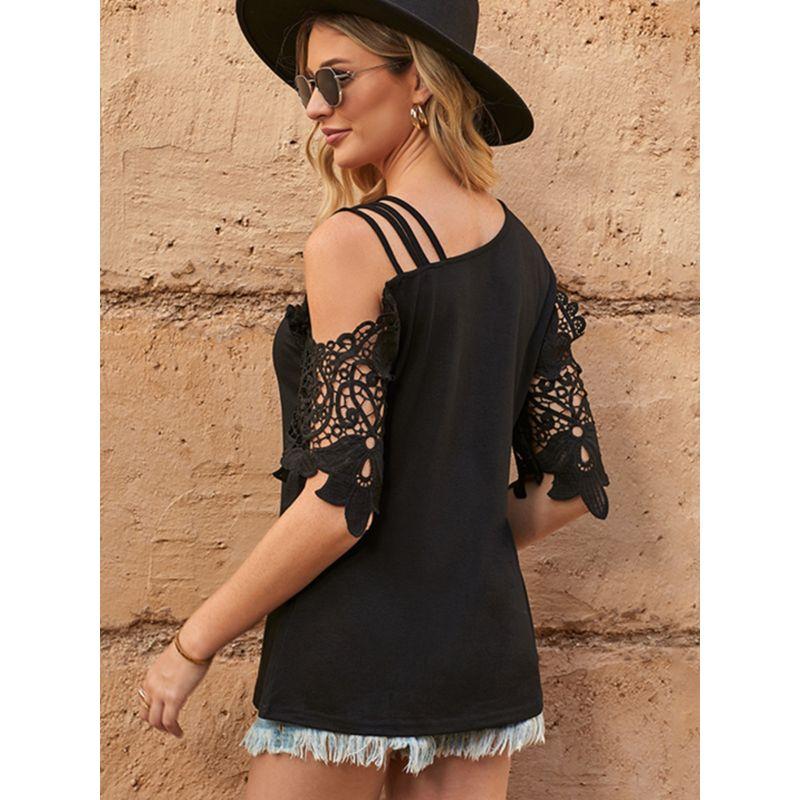 Off-the-Shoulder One-Side Loose Easiest for Match Solid Color Half Sleeve Sling