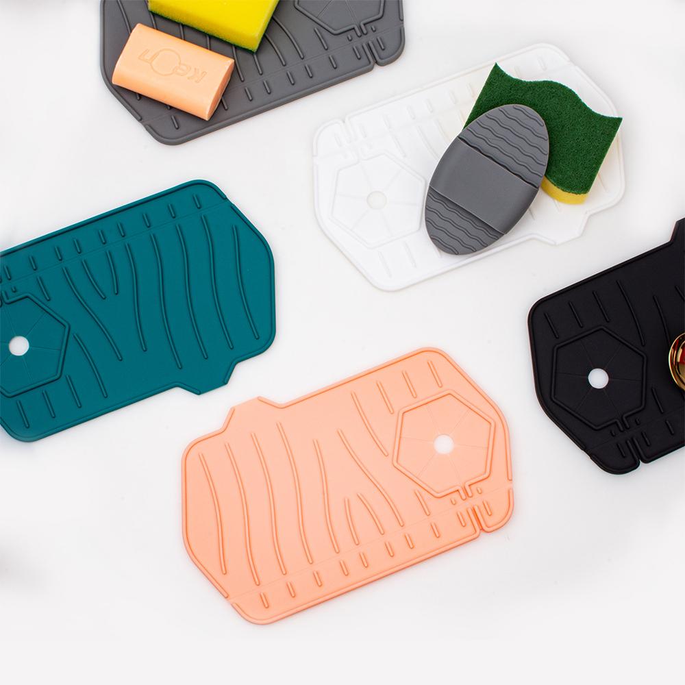 Kitchen Silicone Faucet Mat Sink Splash Guard Faucet Drainage Mat Drying Pad Kitchen Bathroom Double-sided Water Draining Pad