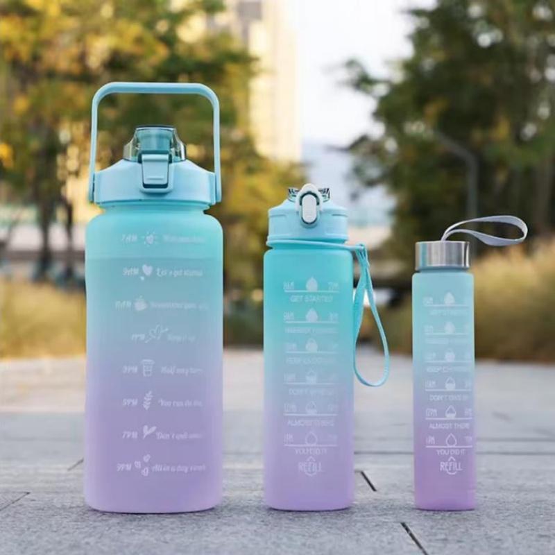 300ml/750ml/2L 3 in 1 Water Bottle Motivational Sport Water Bottle Leakproof Bottles Drinking Outdoor Travel Gym Fitness Jugs