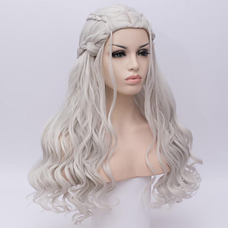 HAIRJOY Synthetic Hair Cosplay Wigs Silver Long Braided Costume Cosplay Queen Lolita Wig for Women