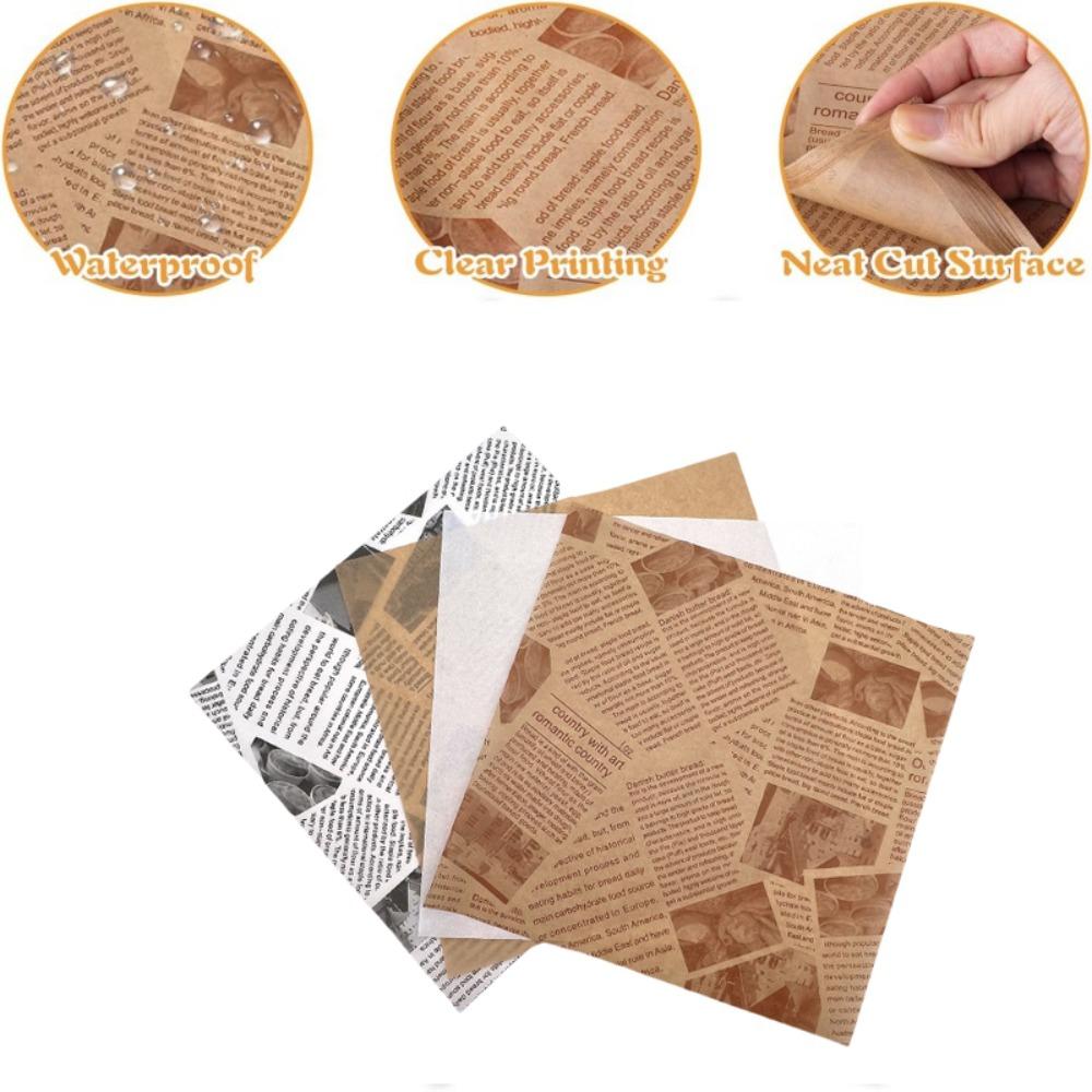 50 ks Olejivzdorný voskový papír pro balení sendvičů, obalů, burgerů, chleba, smažených jídel, fritézy, horkovzdušné fritézy, pečicí papír, podložka na talíř, příslušenství