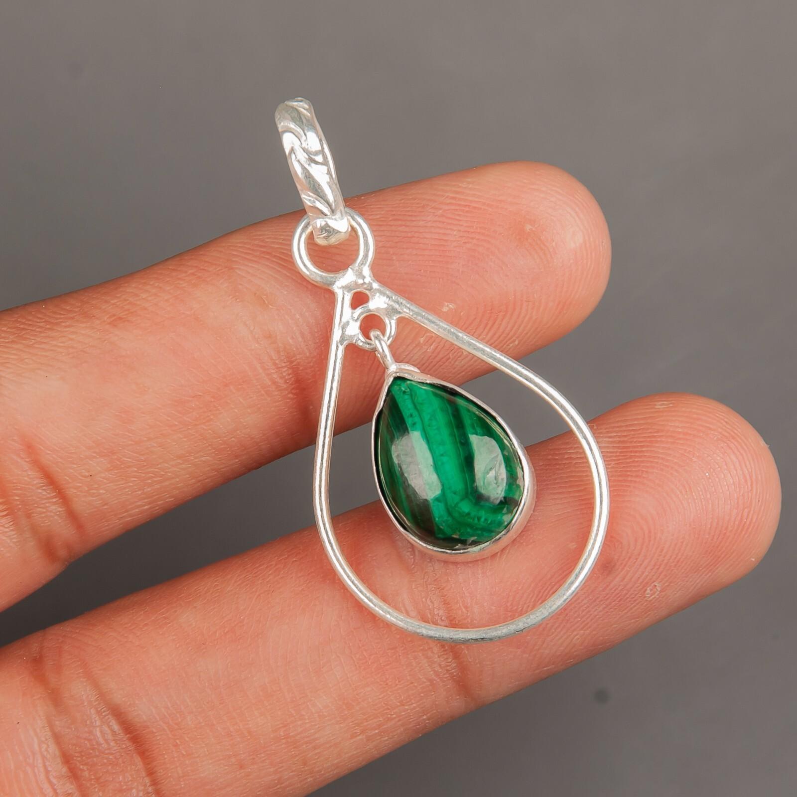 

Malachite Gemstone 925 Sterling Silver Jewelry Handmade Women Gift Pendant1.60 PP-3-23