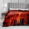 Sword and Flames with Text Design Flannel blanket for bedroom, living room, sofa, and nap