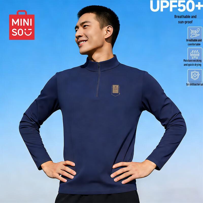 MINISO Men s Outdoor Quick-Dry Half-Zip Long Sleeve T-shirt 3XL