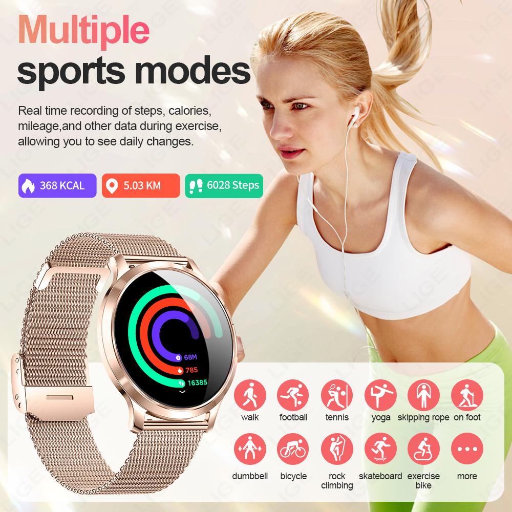 Ultra Thin Smartwatch  Women 1.32" AMOLED 466*466 Display Always Show Time BT Call Smart Watch Custom Dials Ladies Gift