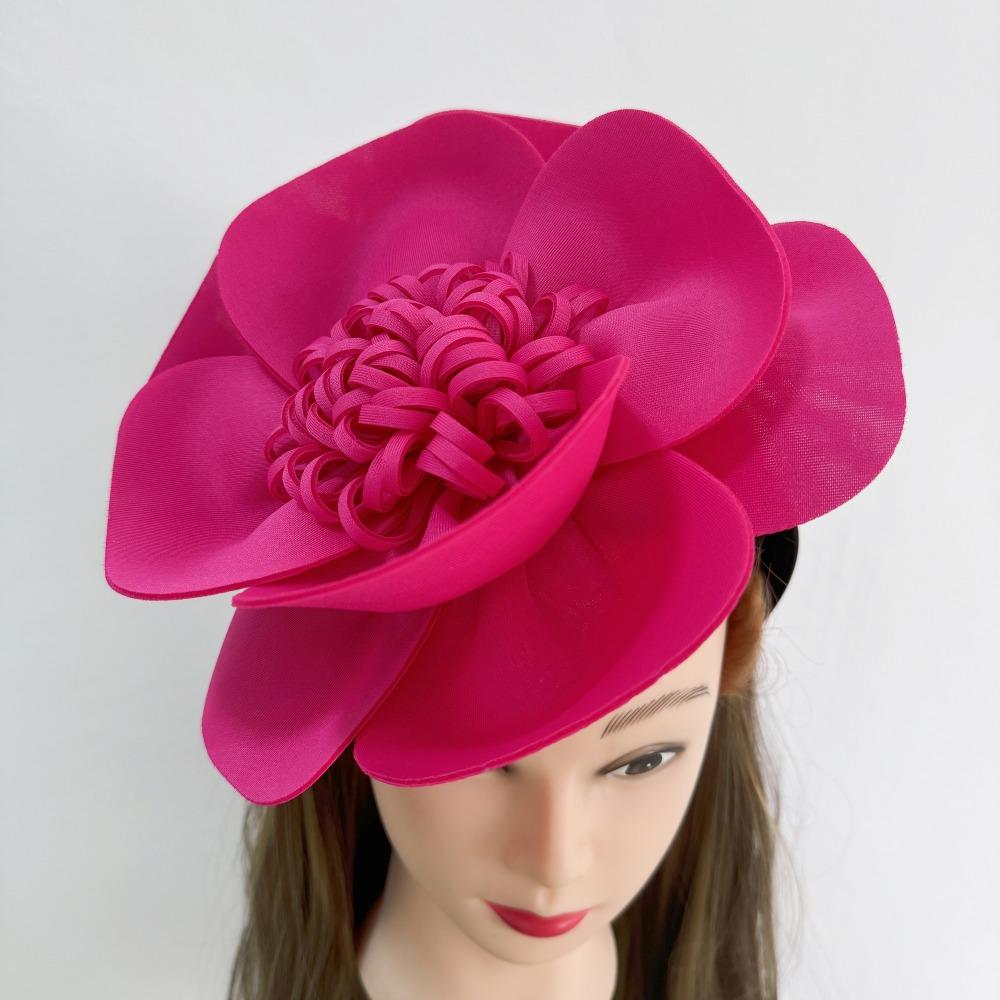 

Elegant 8.7inch Flower Headbands Tassel Design Floral Pattern Hair Hoops Women Headwear рожевий червоний колір