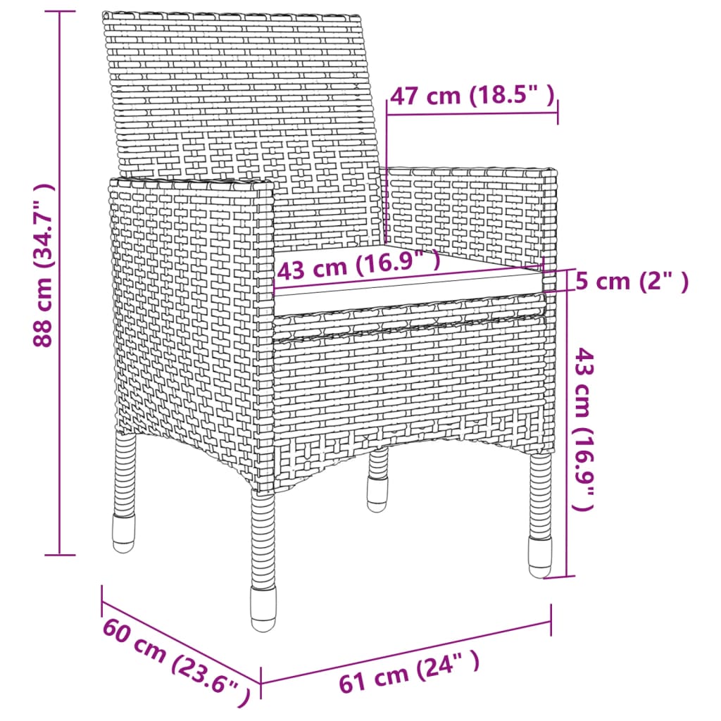 Vidaxl 5-Cz. Garden Furniture Set With Cushions, PE Rattan And Glass