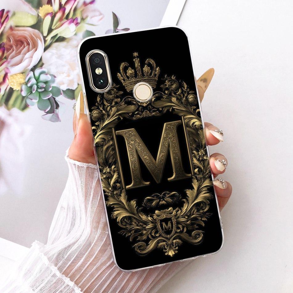 For Xiaomi Redmi Note 6 Pro Royal Crown Initial Letter Couple Phone Case For Redmi Note6 Soft Silicone TPU Covers Bumpers