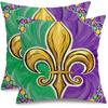 AACORS Mardi Gras Pillow Covers 18X18 Inch Set of 2,Fleur De Lis Beads Decor Holiday Farmhouse Pilow Case Decoration for Home Sofa Couch AA414-18-2