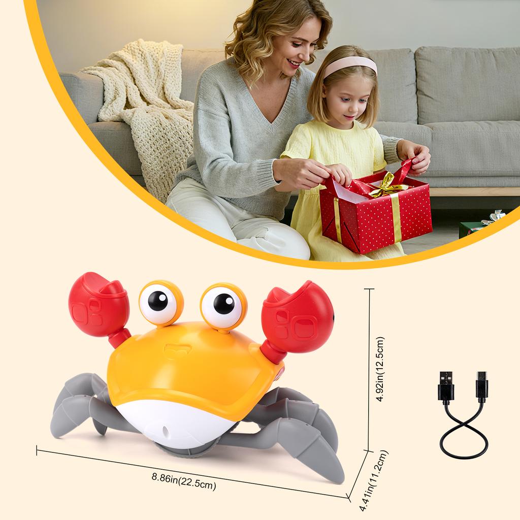 Dancing Crawling Crab Run Away Toys Kids Electronic USB Charging Interactive Toddler Tummy Time Toys