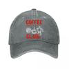 D Flat Printed Coffee Club Baseball Cap  New Vintage Washed Cotton Baseball Cap Parent Kids Sun Hats