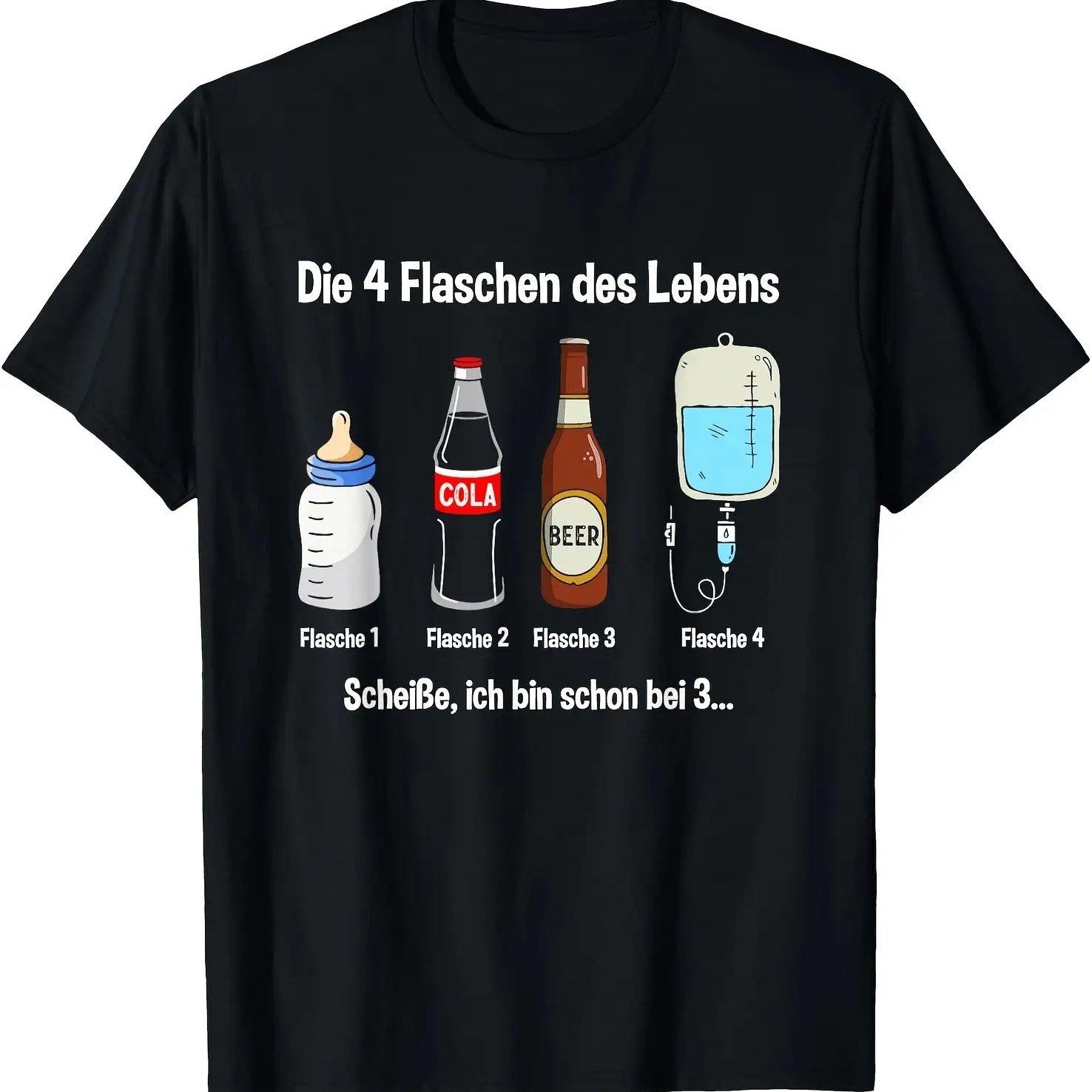 

Men s Humorous Die 4 Flaschen des Lebens Graphic Short Sleeve Tee S чёрный