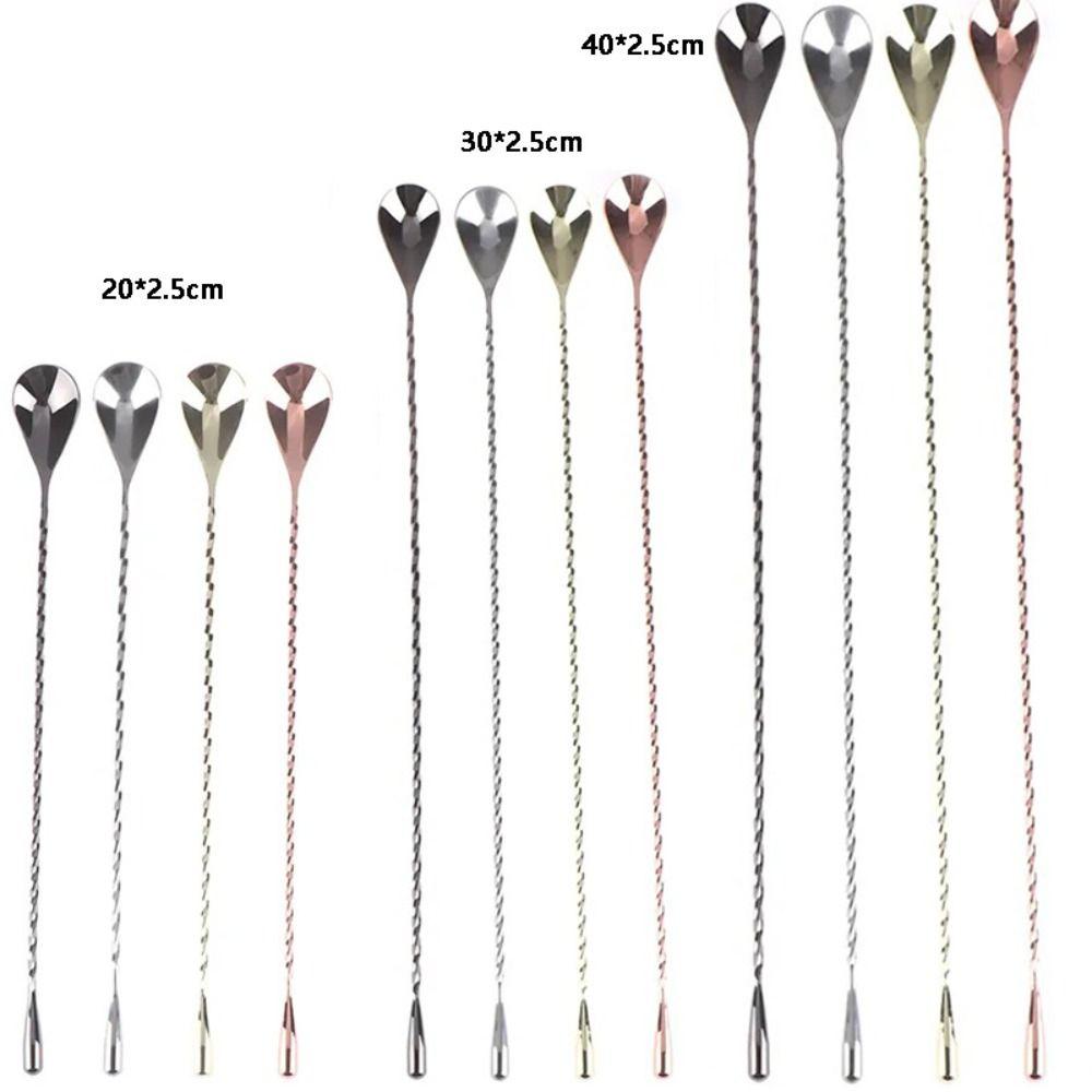 Long Handle Bar Teadrop Spoon Spiral Pattern Coffee Spoon Bartender Tools Mixing Spoon  Tea