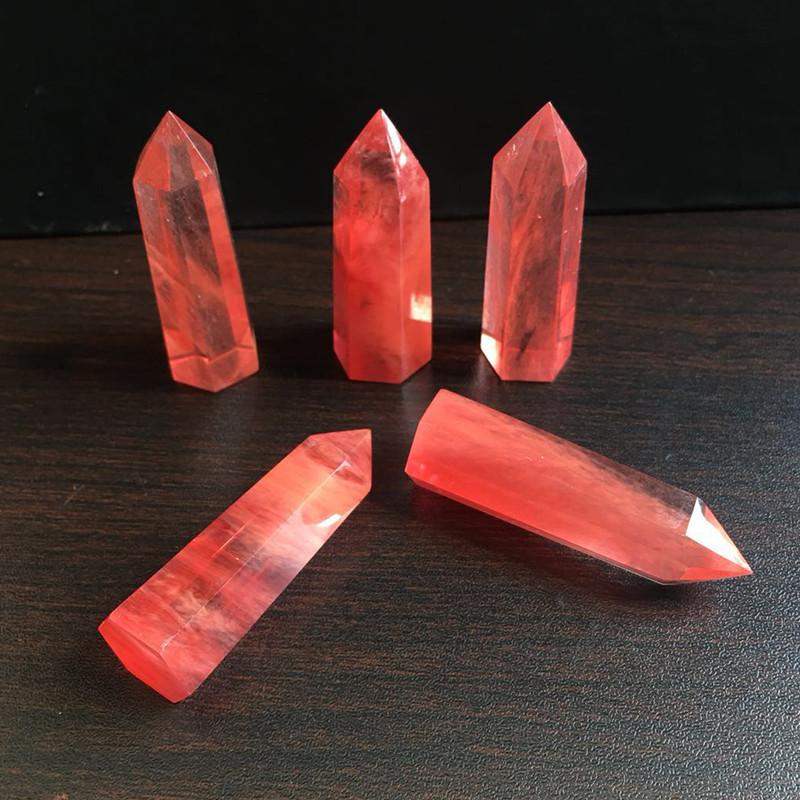Pretty Red Rare Quartz Crystal Single Terminated Wand Healing Specimen Decor