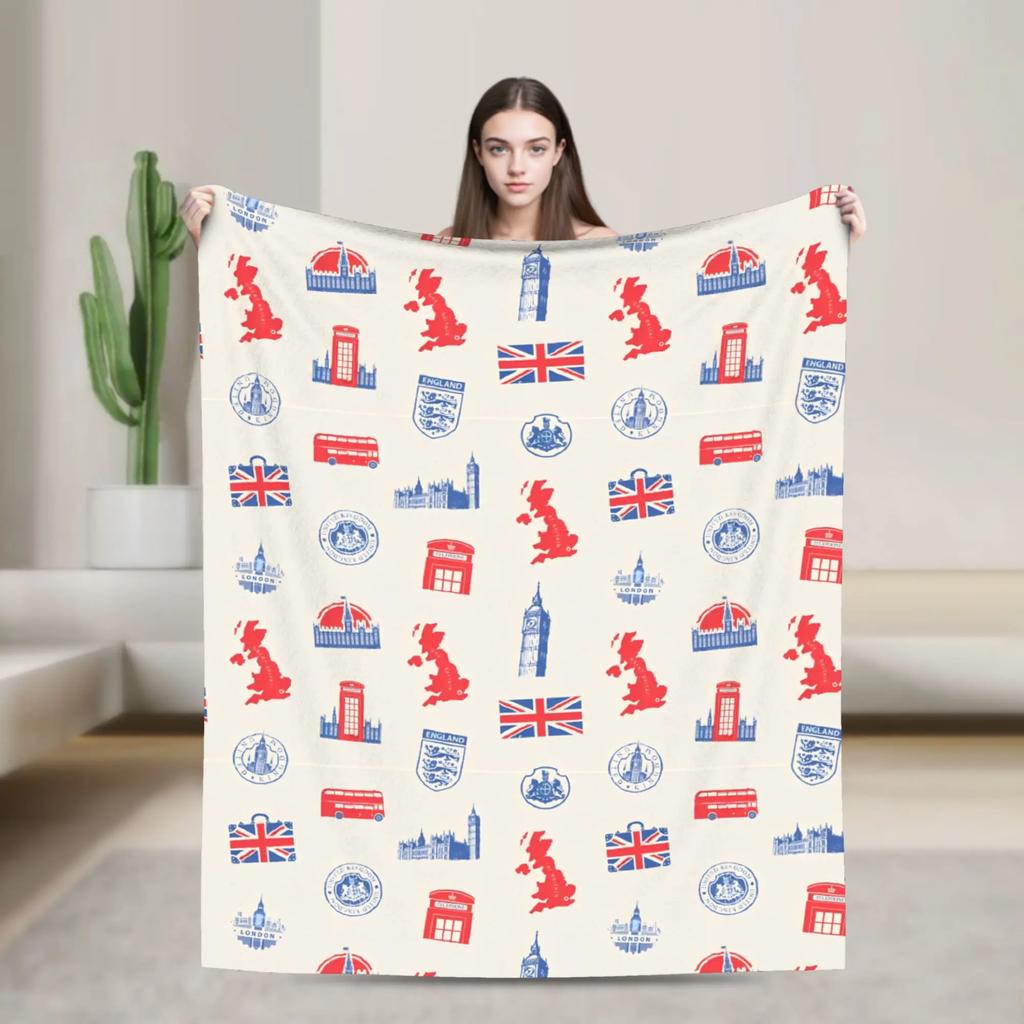 Coperta in Flanella Union Jack Bandiera UK Simbolo Britannico di Londra Morbida Stampata Copriletto per Letto Divano Multifunzionale