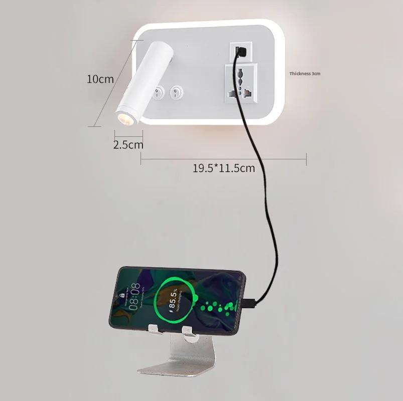 Creative LED Rotating Switch Wall Light USB Charging Port Living Room Corridor Decorative Wall Light Bedroom Study Reading Light