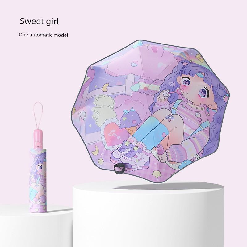 Cartoon Fully Automatic Children's Umbrella with Safety Rounded Corners, Anti-Puncture, Sun Protection, Rain Protection, Anti-Rebound, and Dual-Use