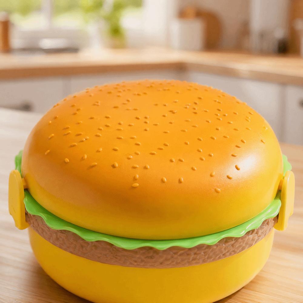 With Fork Spoon Hamburger Lunch Box Microwavable Food Storage Container Portable Lunch Box Picnic