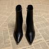 Vintage Pointed Toe Thick Heel Women Ankle Boots New Autumn Winter Female Shoes Street Style Banquet Party Short Botas Mujer