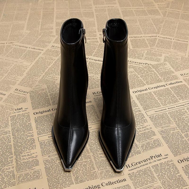 Vintage Pointed Toe Thick Heel Women Ankle Boots New Autumn Winter Female Shoes Street Style Banquet Party Short Botas Mujer