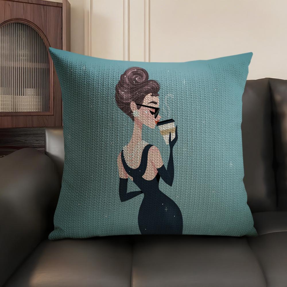 Hot Iegendary Actress A-Audrey Hepburn Pillow Case Double-Sided Printing Short Plush Sofa Cushion Cover Bedroom Bedside Pillow