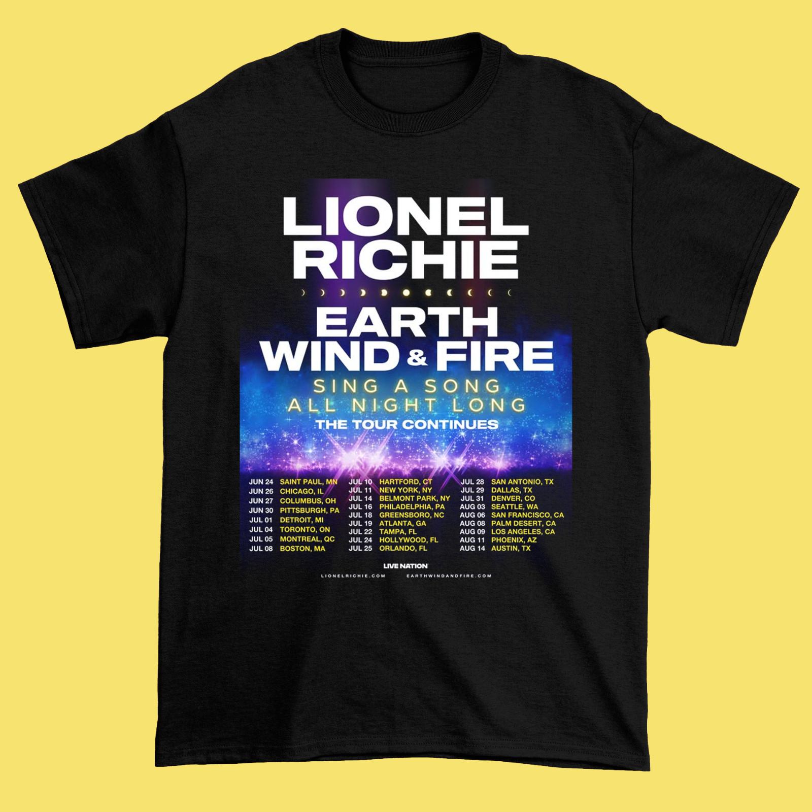 Lionel Richie and Earth, Wind & Fire Tour Sing a Song All Night Long shirt B1604 L