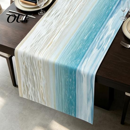 Modern Farmhouse Table Runner Summer Beach Runner, Ocean Wave Coastal Tropical Decoration for Home House Party Decor Theme