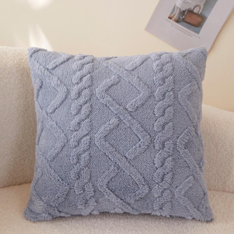 43x43cm INS Plush Pillowcase 3D Rhombus Geometry Soft Throw Pillowcase Embroidery Living Room Sofa Decor Jacquard Cushion Cover