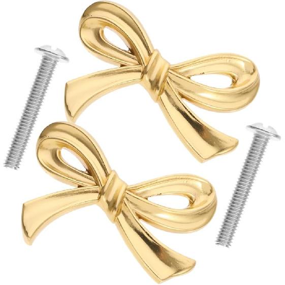 DOITOOL Decorative Bow Knobs for Dresser, Bow Shape Cabinet Knobs for Home Bedroom Kitchen Cabinets, Pack of 6
