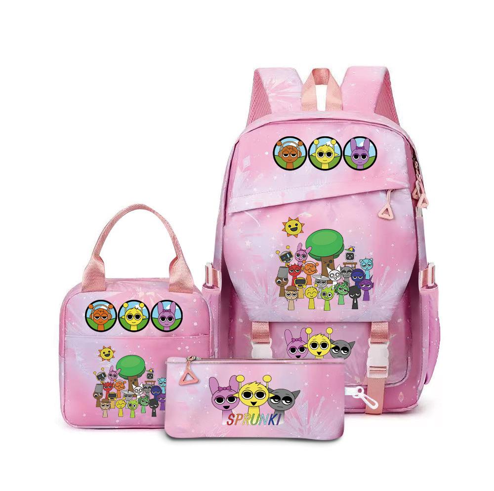 Rhythm Box Sprunki Music Game School Bag Backpack Pencil Bag Three-Piece Set Student Heat Printing Backpack