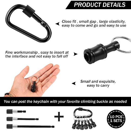 1/4 Inch Hex Shank Bit Holder, Portable Socket Drill Bit Holder, Quick Change Alloy Long and Short Drill Bit Extension Bar, Keychain Screwdriver Bits